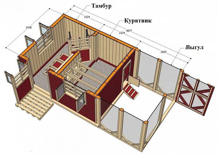 курятник на 5 кур зимний